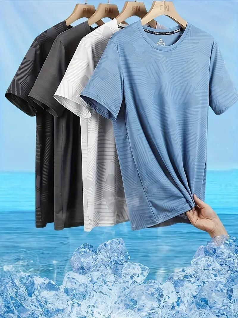 Men's Round Neck Polyester Casual T-shirt (Pack of 4)
